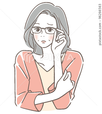 一位戴著眼鏡、臉上有問題的高級女性 96266563