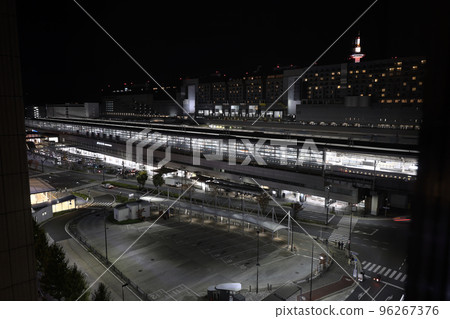 Kyoto Station, Hachijo Exit (Shinkansen Exit) at night 96267376