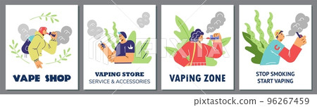Set of posters about vaping flat style, vector illustration Set of posters about vaping flat style, vector illustration 96267459