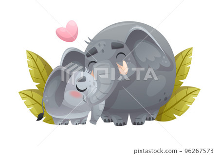 Elephant Family with Dad and Sweet Baby Cuddling Together Vector Illustration Elephant Family with Dad and Sweet Baby Cuddling Together Vector Illustration 96267573