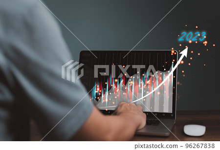 2023 business finance technology and investment concept. Stock Market Investments Funds and Digital Assets. businessman analysing forex trading graph financial data. Business finance background. 96267838