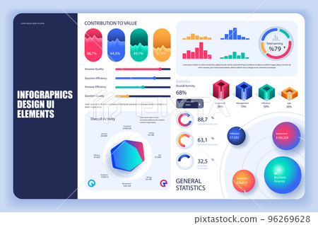 Bundle infographic elements data visualization vector design template. Can be used for steps, business processes, workflow, diagram, flowchart, timeline, KPI dashboard, info graphics. 96269628