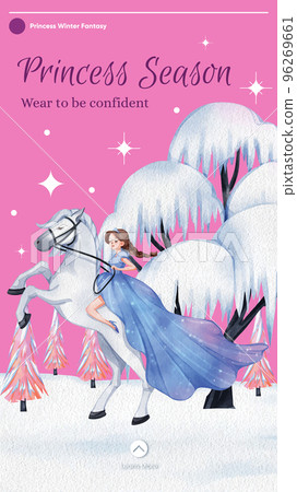 Instagram story template with prince winter fantasy concept,watercolor style 96269661