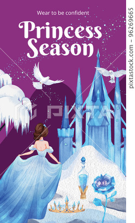 Instagram story template with prince winter fantasy concept,watercolor style 96269665