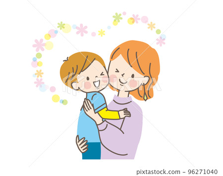 Vector illustration material of parent and child hugging with a smile Vector illustration material of parent and child hugging with a smile 96271040