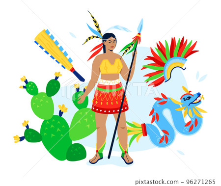 Ancient warrior woman - modern colored vector poster 96271265