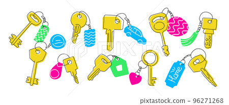 House and car keys - line design style illustration set 96271268