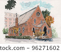 The stately red brick Doshisha Chapel 96271602
