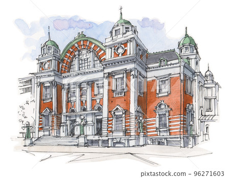 Style of red bricks, Osaka Central Public Hall 96271603