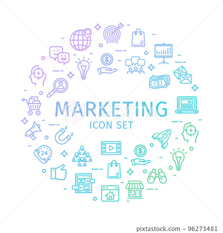 Marketing Round Design Template Thin Line Icon Concept. Vector Marketing Round Design Template Thin Line Icon Concept. Vector 96273481