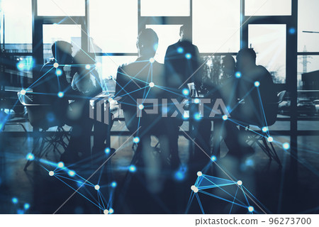 Network background concept with business people silhouette in meeting in the office Network background concept with business people silhouette in meeting in the office 96273700
