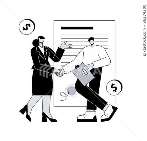 Bill of sale abstract concept vector illustration. Written selling legal document, transfer ownership of goods, execution of a sales contract, security bill, third party purchase abstract metaphor. Bill of sale abstract concept vector illustration. Written selling legal document, transfer ownership of goods, execution of a sales contract, security bill, third party purchase abstract metaphor. 96274200