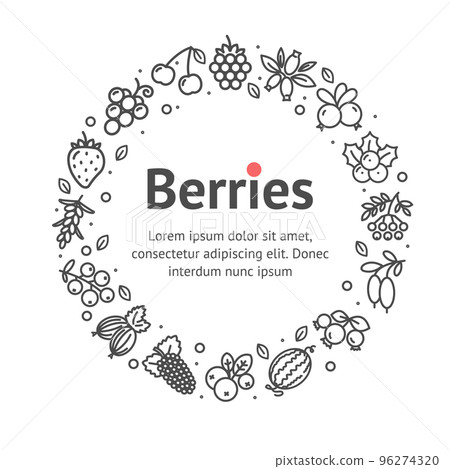 Berries Round Design Template Thin Line Icon Concept. Vector Berries Round Design Template Thin Line Icon Concept. Vector 96274320