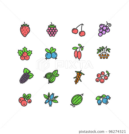 Berries Signs Thin Line Icons Set. Vector Berries Signs Thin Line Icons Set. Vector 96274321