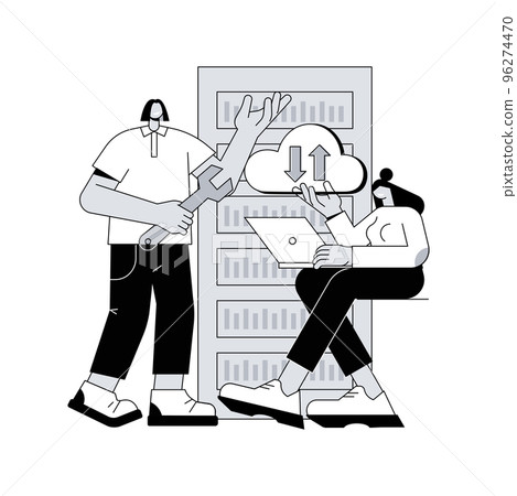 Big data engineering abstract concept vector illustration. Software engineering, massive data operation, big data architecture, database technology, large processing systems abstract metaphor. 96274470