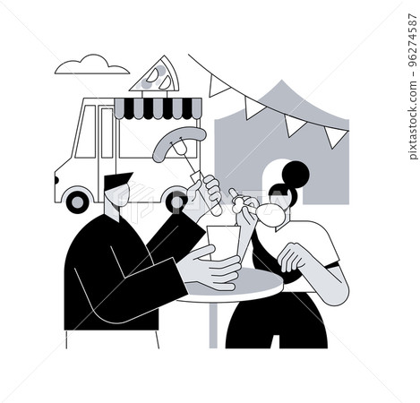 Street party abstract concept vector illustration. Pizza city fest, rib food festival, holiday market, happy people, outdoor fun, entertainment, restaurant and cafe, carnival abstract metaphor. Street party abstract concept vector illustration. Pizza city fest, rib food festival, holiday market, happy people, outdoor fun, entertainment, restaurant and cafe, carnival abstract metaphor. 96274587