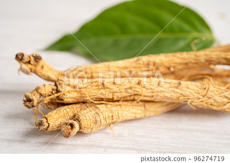 Ginseng, dried vegetable herb. Healthy food famous export food in Korea country. 96274719