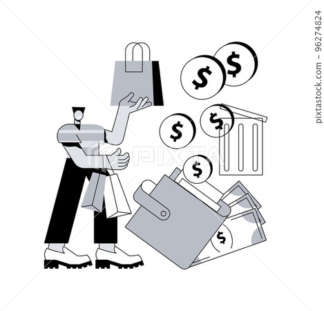 Overspending abstract concept vector illustration. Budget planning, money management, overspending cash, addiction, financial stress cause, spending beyond the income problem abstract metaphor. Overspending abstract concept vector illustration. Budget planning, money management, overspending cash, addiction, financial stress cause, spending beyond the income problem abstract metaphor. 96274824