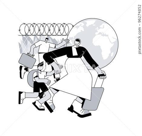 Refugees abstract concept vector illustration. People crossing border illegally, refugee world crisis, forced migration, internally displaced people, asylum seeker, immigration abstract metaphor. Refugees abstract concept vector illustration. People crossing border illegally, refugee world crisis, forced migration, internally displaced people, asylum seeker, immigration abstract metaphor. 96274852