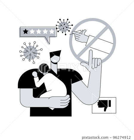 Refusal of vaccination abstract concept vector illustration. Vaccine injection refusal risk, application, mandatory immunization, vaccination hesitancy, reasons to refuse abstract metaphor. Refusal of vaccination abstract concept vector illustration. Vaccine injection refusal risk, application, mandatory immunization, vaccination hesitancy, reasons to refuse abstract metaphor. 96274912