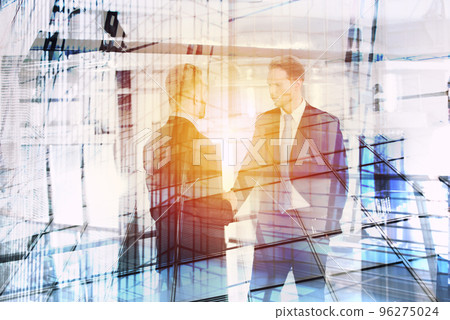 Businessperson that speak in office. double exposure Businessperson that speak in office. double exposure 96275024