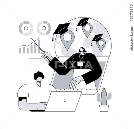Global online education abstract concept vector illustration. E-learning tools, internet training webinar, digital course, remote education, individual learning plan, access abstract metaphor. 96275180