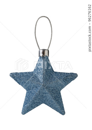 Christmas decoration blue star for Christmas tree isolated on white background. Christmas decoration blue star for Christmas tree isolated on white background. 96276162