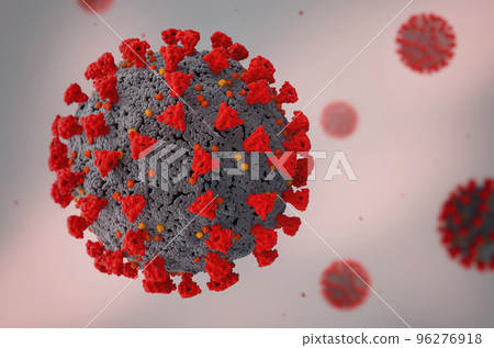 Enlargement of the virus sars cov 2 guilty of covid 19 disease. 3D rendering 96276918