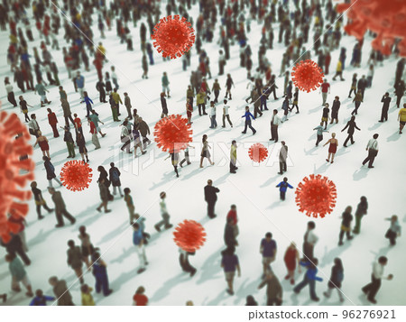 Transmission of the virus sars cov 2 guilty of covid 19 disease. 3D Rendering 96276921