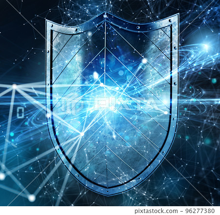 Shield protects personal information and internet network from web attack. Concept of internet security firewall and anti virus 96277380