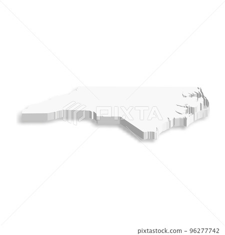 North Carolina, state of USA - white vector 3D map of country area. 96277742