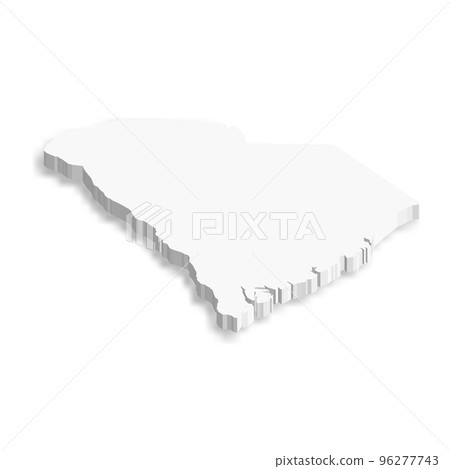 South Carolina, state of USA - white vector 3D map of country area. 96277743