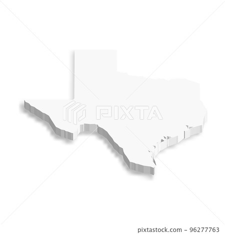 Texas, state of USA - white vector 3D map of country area. Texas, state of USA - white vector 3D map of country area. 96277763