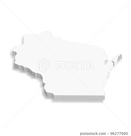 Wisconsin, state of USA - white vector 3D map of country area. 96277800