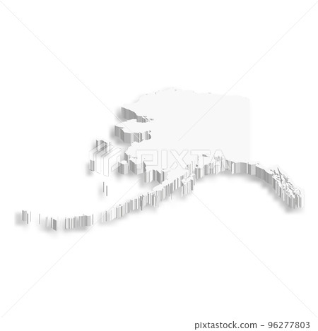 Alaska, state of USA - white vector 3D map of country area. 96277803
