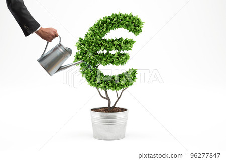 Potted plant with eur shape. 3D Rendering 96277847
