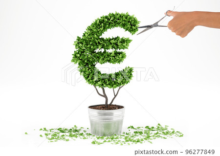 Potted plant with eur shape. 3D Rendering 96277849