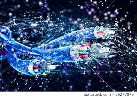 Connection with the optical fiber. Concept of fast internet. 3d render 96277879