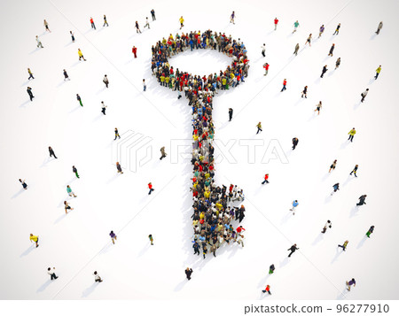 3D Rendering of people forms a key 3D Rendering of people forms a key 96277910