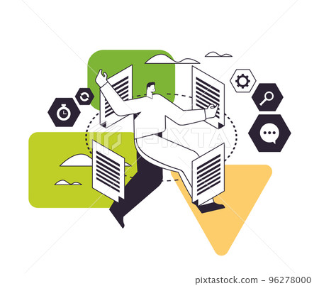 overworked businessman working with paper documents paperwork deadline concept 96278000