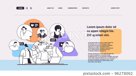 mix race businesspeople discussing during meeting chat bubble communication multicultural society concept mix race businesspeople discussing during meeting chat bubble communication multicultural society concept 96278002