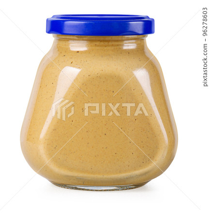 Glass jar of mustard isolated Glass jar of mustard isolated 96278603