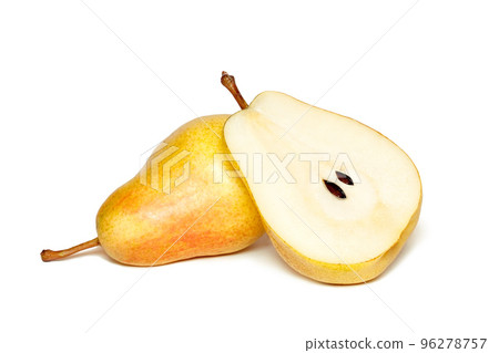 Two ripe yellow pears isolated on white background Two ripe yellow pears isolated on white background 96278757