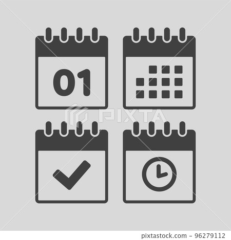 Icon calendar number 1, agenda app, timer, done 96279112