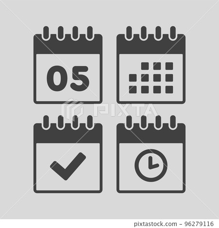 Icon calendar number 5, agenda app, timer, done 96279116