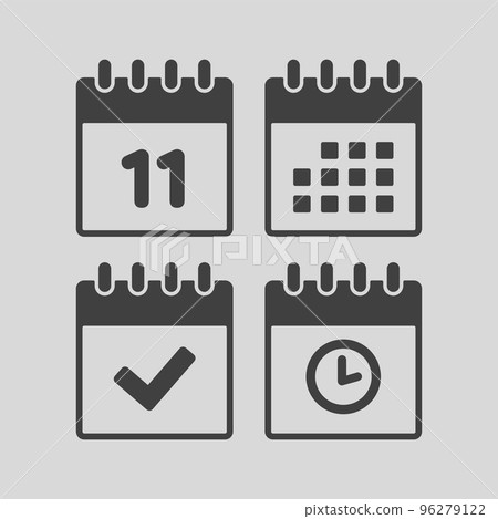 Icon calendar number 11, agenda app, timer, done 96279122
