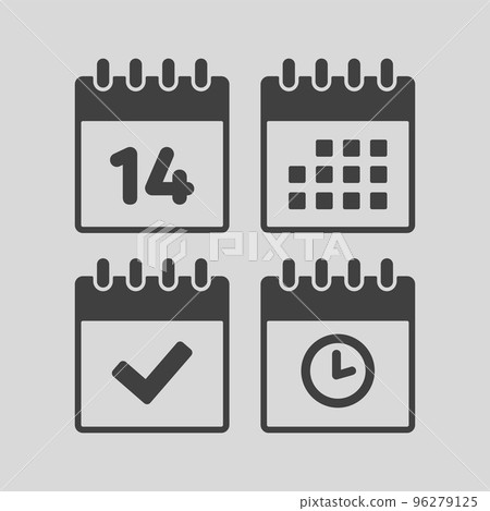 Icon calendar number 14, agenda app, timer, done 96279125
