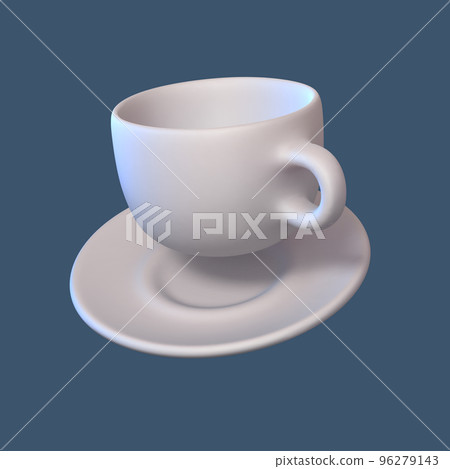 3D realistic white ceramic cup with saucer and spoon 3D realistic white ceramic cup with saucer and spoon 96279143