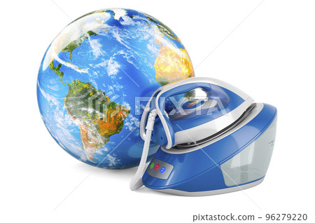 Steam generator iron with Earth Globe, 3D rendering 96279220