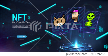 Cards NFT token in crypto artwork. Collections cards Non-fungible token 96279235